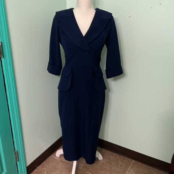 Stop Staring vintage inspired retro pinup sheath midi rockabilly dress - Picture 3 of 10